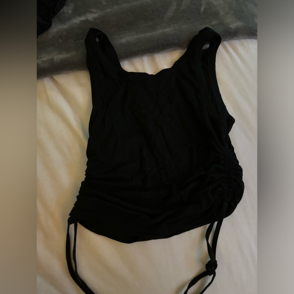 Black Tank Top with a cinch at the Waist